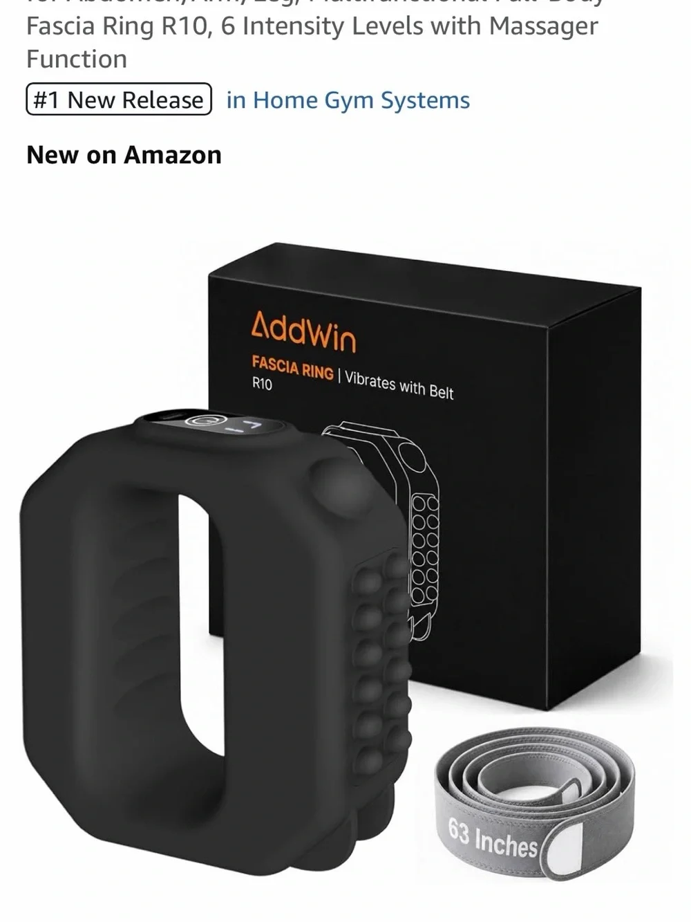 NEW AddWin Black Fascia Ring R10 Adjustable Belt Full Body 6 Level Message Gym